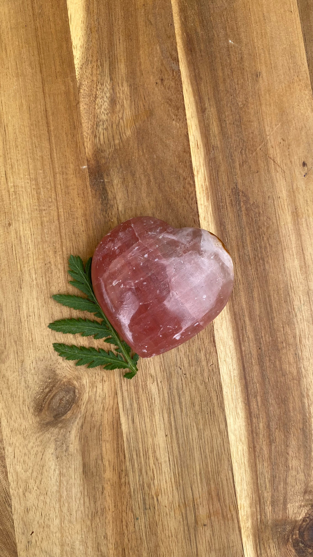 Rose calcite heart