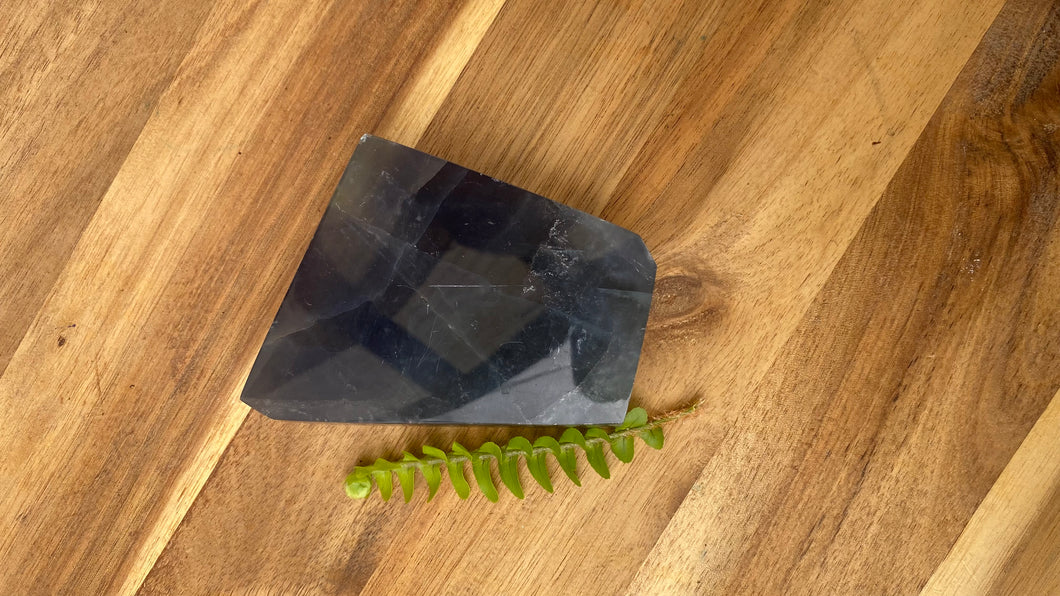 Blue fluorite slice